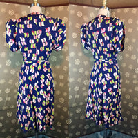 1940s Rayon Print Dress