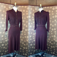 1940s Crepe Dress with Studs