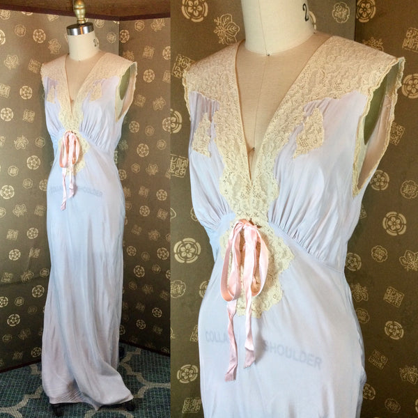 1940s Lace Up Bias Nightgown