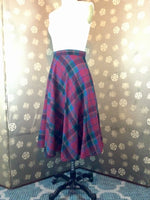 1970s Burgundy Plaid Skirt