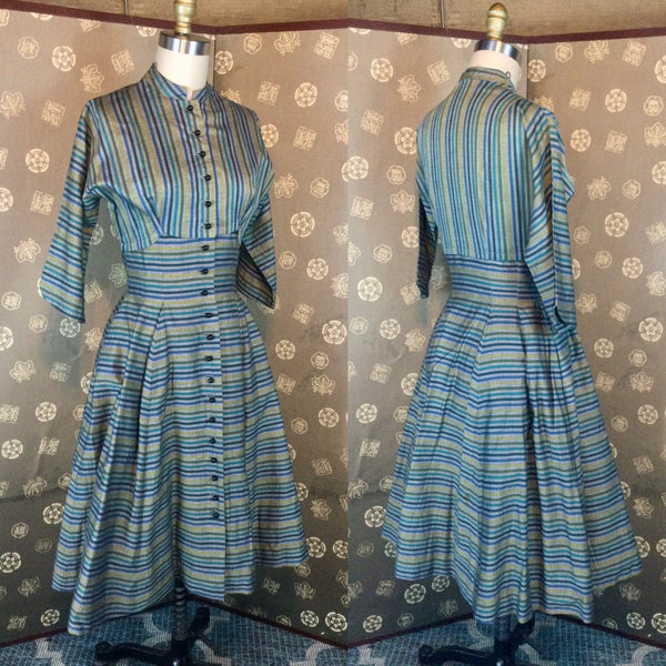 1950s "Tailored Junior" Striped Dress