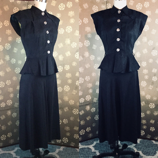 1940s Moire Two Piece Dress