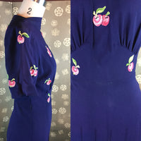 1940s Emroidered Cherries Dress