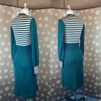 70s does 30s Forest Green Knit Dress