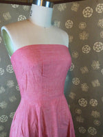 1950s Strapless Cotton Dress