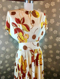 1940s Rayon Jersey Print Dress