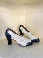 1940s Navy & White Spectator Pumps