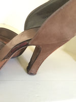 1940s Suede and Tooled Leather D'Orsay Pumps