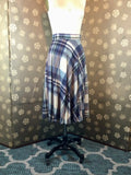 1970s Blue & Ivory Plaid Skirt