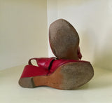 1940s Red Wedge Sandals