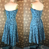 1950s Novelty Print Strapless Dress