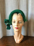 1950s Forest Green Veiled Hat