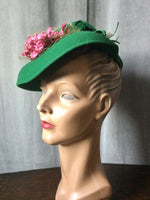 1940s Green Hat by New York Creation