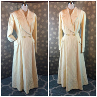 1940s Ivory Quilted Princess Robe by I.Magnin