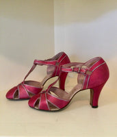 1930s Fuschia and Silver Evening Pumps