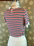 Striped Knit Top with Contrast Collar & Cuffs