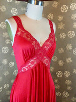 1980s Red Olga Nightgown