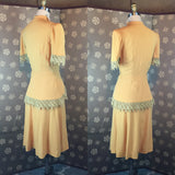 1940s Mustard Rayon Crepe Dress