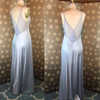 1970s Ice Blue Mesh Illusion Nightgown by Vanity Fair