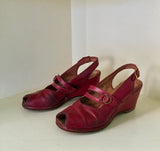 1940s Red Wedge Sandals