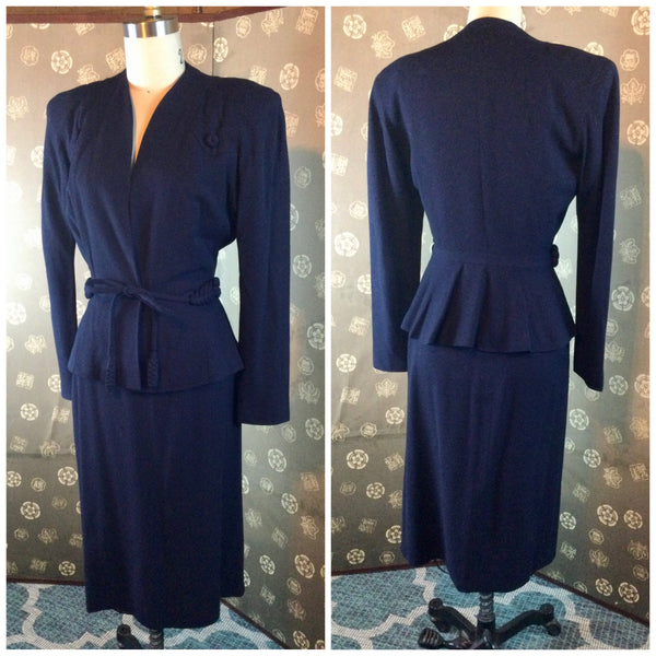 1940s Jablow Original Navy Blue Forstmann Suit