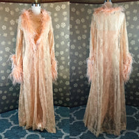 1970s Bob Mackie Marabou Trimmed Peignoir Set