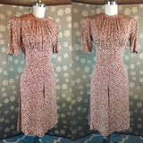 1940s Rayon Print Dress with Matching Redingote