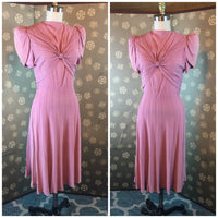 Late 1930s / Early 1940s Pink Crepe Dress