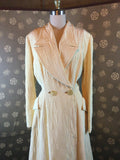 1940s Ivory Quilted Princess Robe by I.Magnin