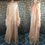 1970s Bob Mackie Marabou Trimmed Peignoir Set