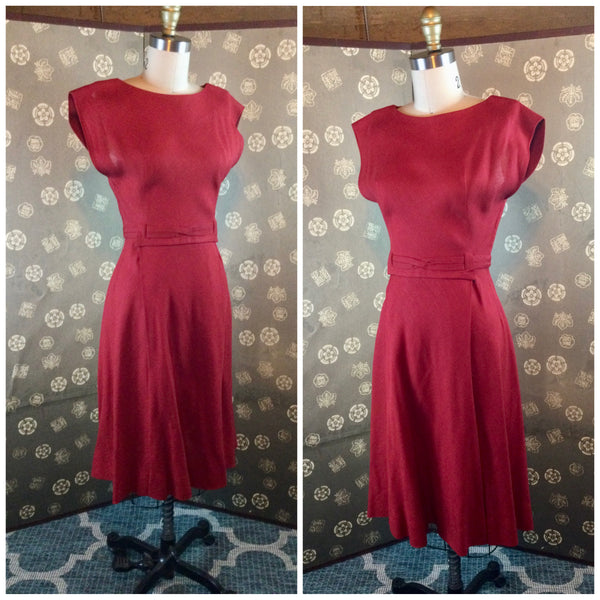 1950s Red Linen Dress