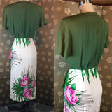 1940s Tropical Print Cocktail Dress