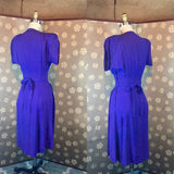 1940s Cobalt Blue Necklace Dress by Syd Juniors