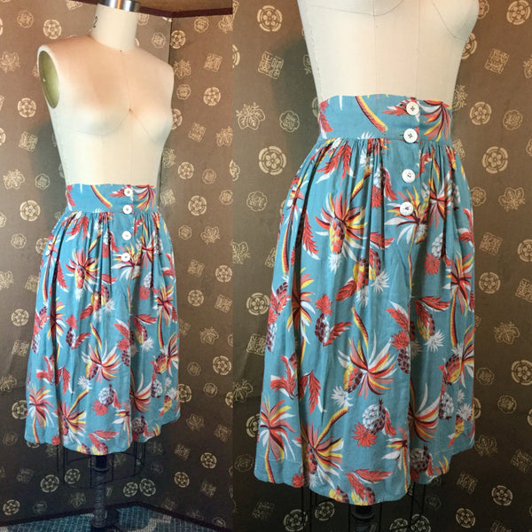 1940s Tropical Print Skirt