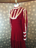 1960s Red Velvet Dress with Uneven Hem