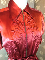 1940s Copper Satin Trapunto Dressing Gown with Train