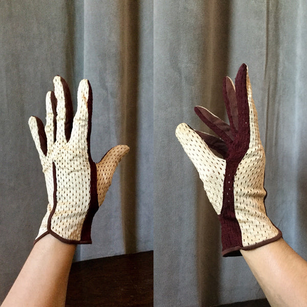 1930s Two Tone Mesh Gloves