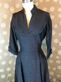 1950s Charcoal Grey Dress with Bow Back