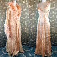 1970s Bob Mackie Marabou Trimmed Peignoir Set