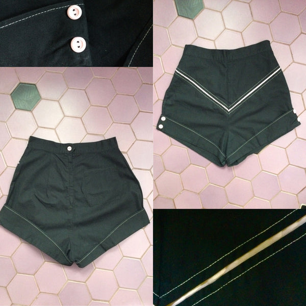 1950s High Waisted Black Shorts