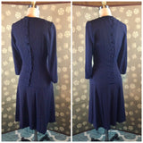 1940s Navy Rayon Two Piece Dress