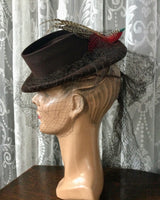 1940s Felt Tilt Hat with Veil