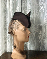 1940s Chocolate Felt Hat with Dotted Veil