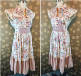 1970s Cabbage Rose Cotton Dress