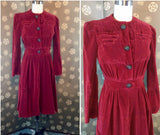 1940s Red Velveteen Dress