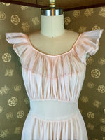 1950s Pink Ruffle Neck Nightgown