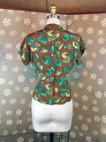 1940s Rayon Print Blouse