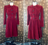 1940s Red Velveteen Dress