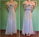 1930s Blue Chiffon Gown