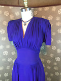 1940s Cobalt Blue Necklace Dress by Syd Juniors